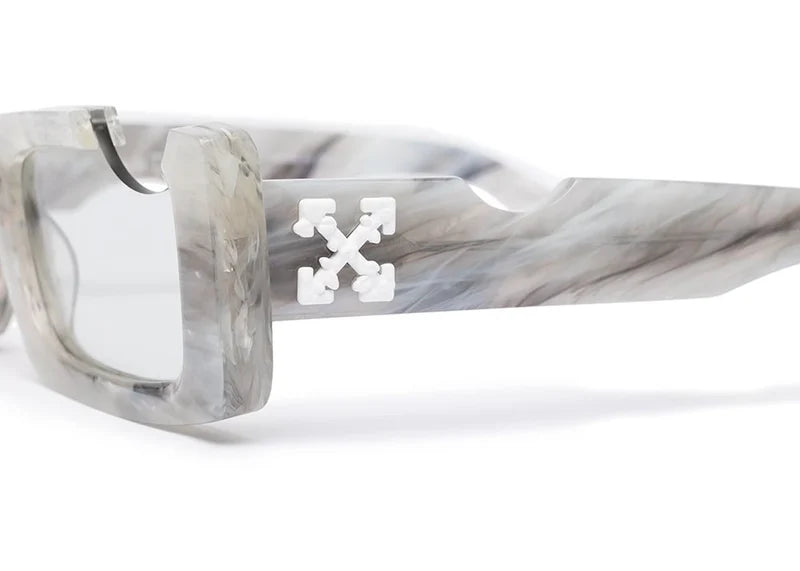 OFF-WHITE Cady Rectangular Frame Sunglasses Light Grey Marble/White (OWRI026S21PLA0010501)
