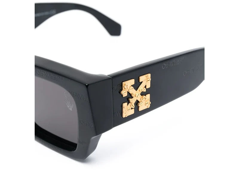 OFF-WHITE Mari Rectangular Frame Sunglasses Black/Gold (OMRI010R21PLA0011003)