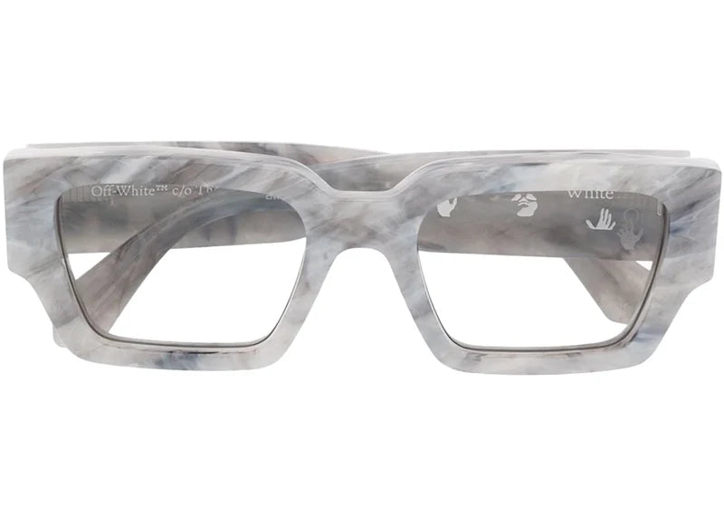 OFF-WHITE Mari Rectangular Frame Sunglasses Grey Marble/Black (OMRI010R21PLA0010510)