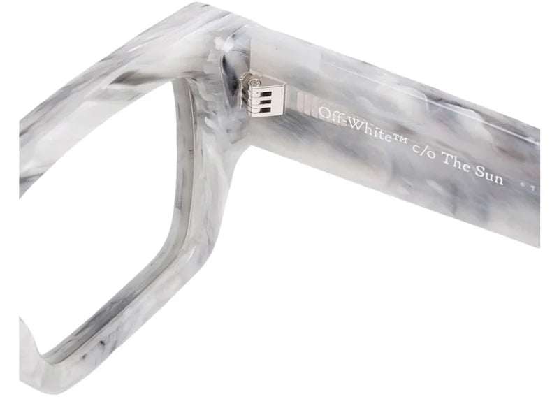OFF-WHITE Mari Rectangular Frame Sunglasses Grey Marble/Black (OMRI010R21PLA0010510)