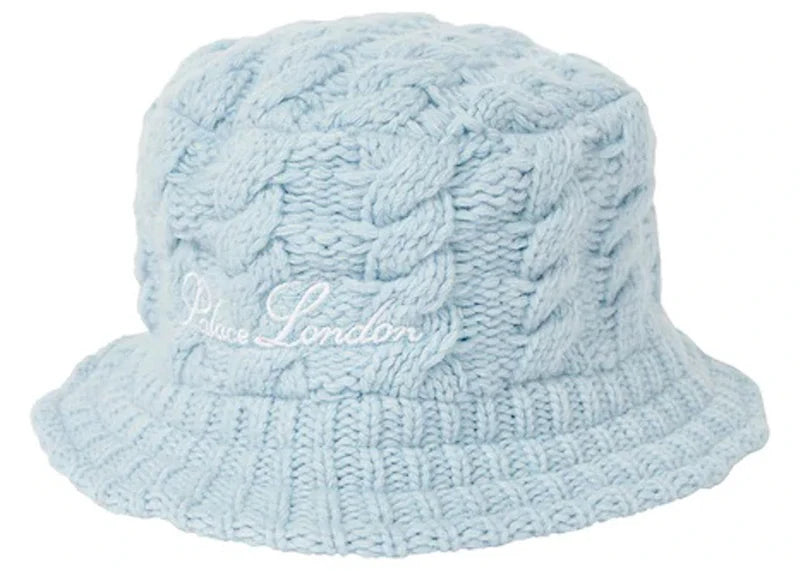 Palace Cable Knit Bucket Hat Baby Blue