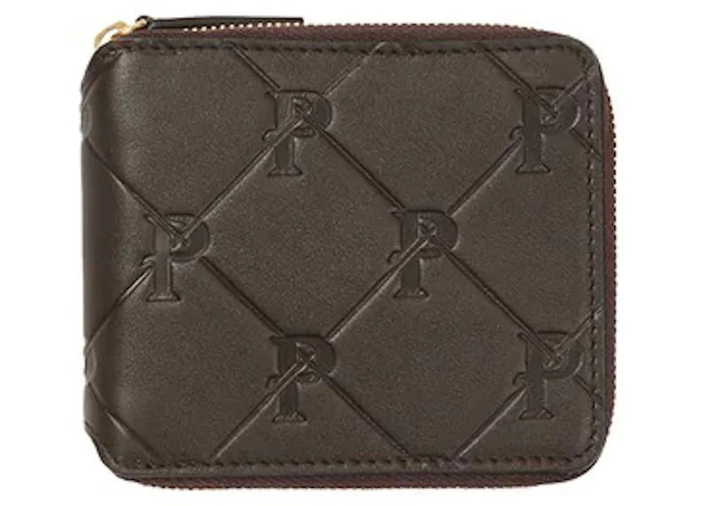 Palace PAL-M-Gram Leather Zip Wallet Brown