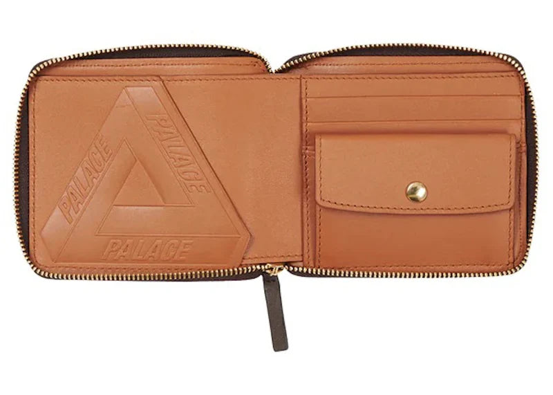 Palace PAL-M-Gram Leather Zip Wallet Brown