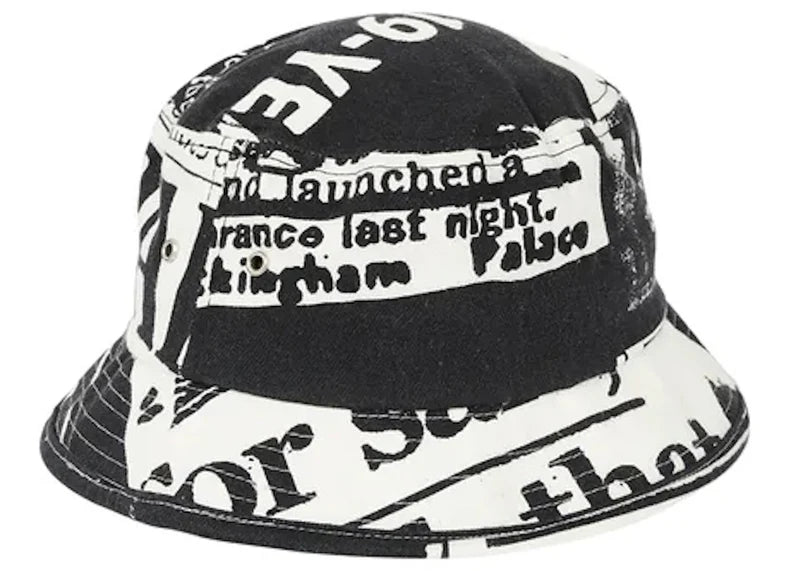 Palace Tabloid Denim Bucket Hat Black