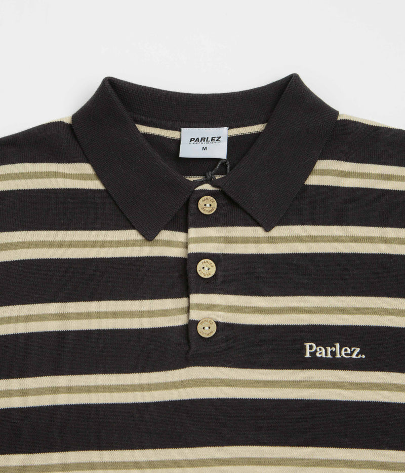 Parlez Aspen Long Sleeve Polo Shirt in Black