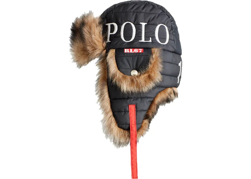 Polo Ralph Lauren Winter Stadium Earflap Hat Polo Black