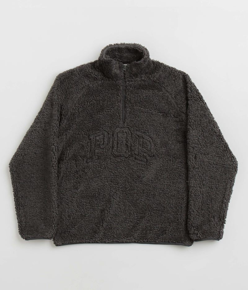 Pop Trading Company Arch 1/2 Zip Fleece Sweatshirt in Charcoal