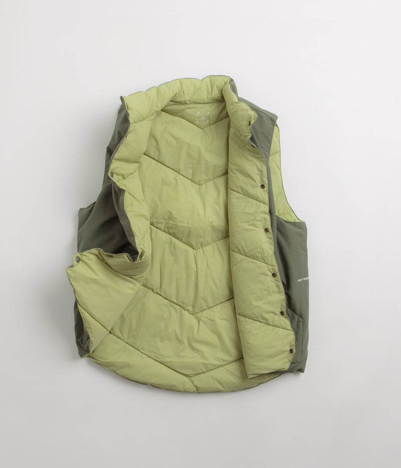 Pop Trading Company Quilted Reversible Vest in Four Leaf Clover
