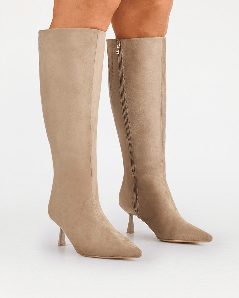 PORTIE EXTENDED CURVE - STONE SUEDE-Boots-Billini-Billini