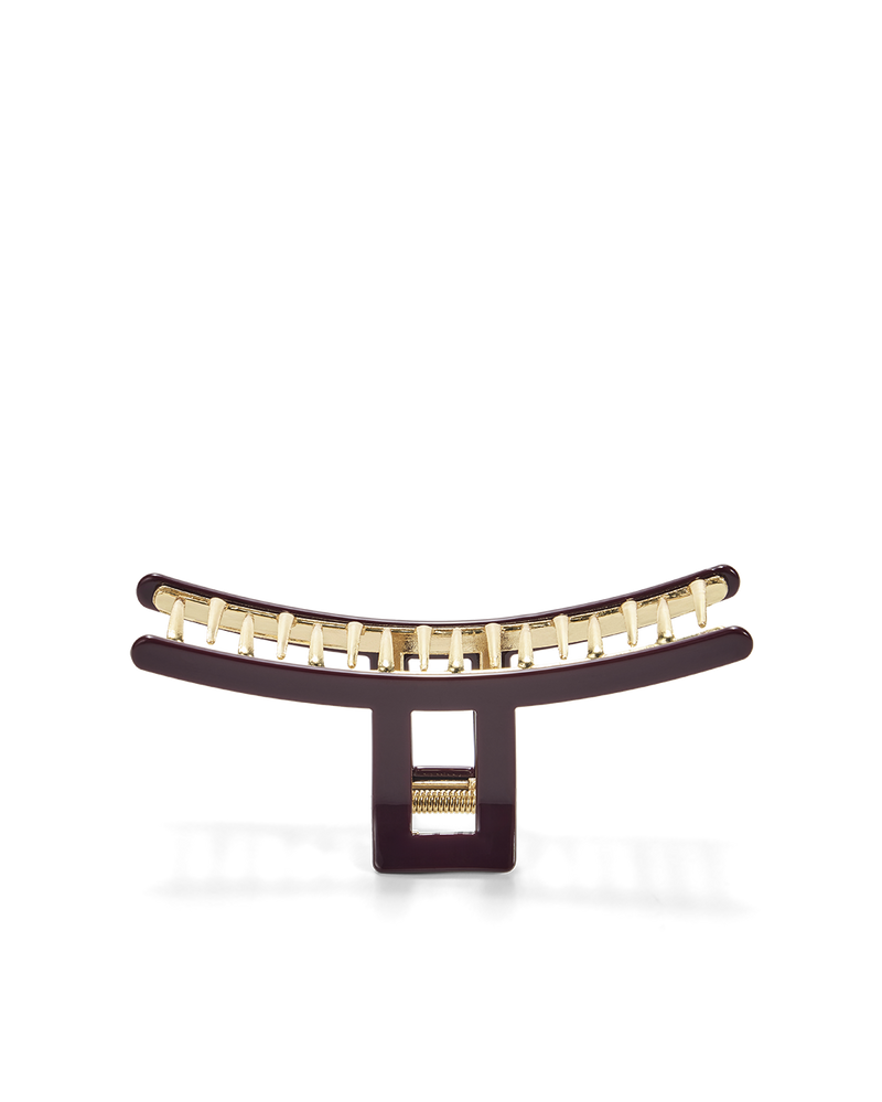 RESIN METAL CLAW CLIP - DARK CHERRY-GOLD-HAIR ACCESSORY-Billini-Billini