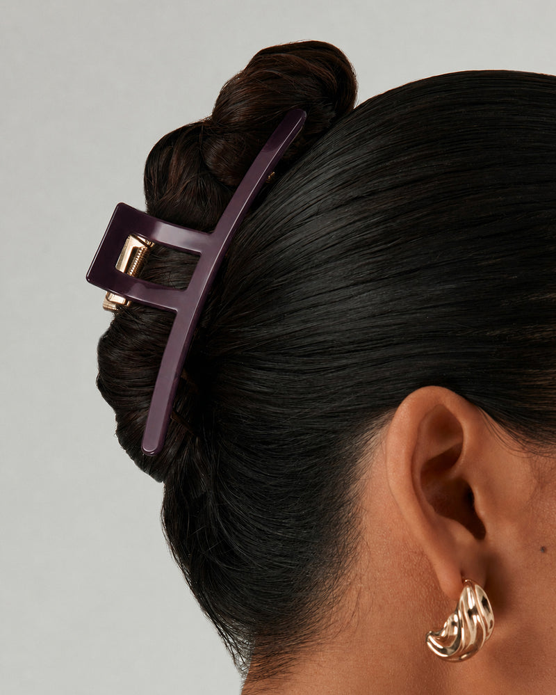 RESIN METAL CLAW CLIP - DARK CHERRY-GOLD-HAIR ACCESSORY-Billini-Billini