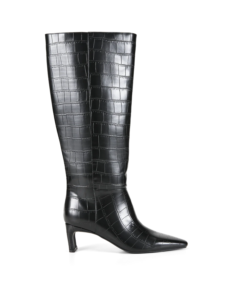 ROCKY EXTENDED CURVE - BLACK CROC-Boots-Billini-Billini