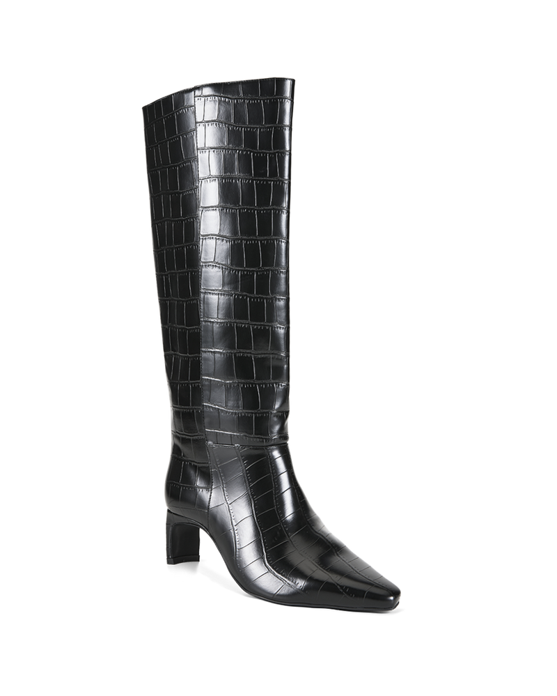 ROCKY EXTENDED CURVE - BLACK CROC-Boots-Billini-Billini