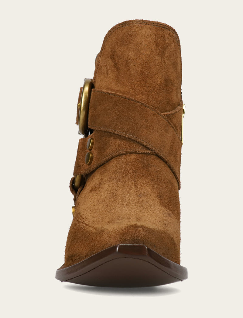 Sacha Multi Strap Bootie - Bark - Front
