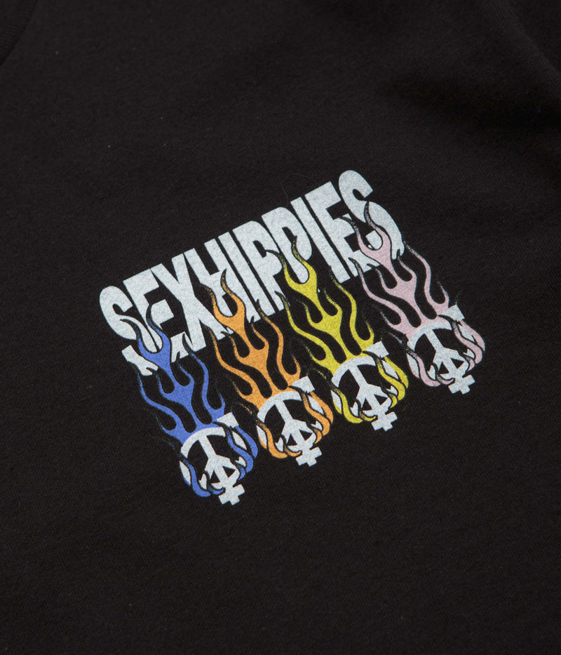 Sexhippies Flame Circle T-Shirt in Black