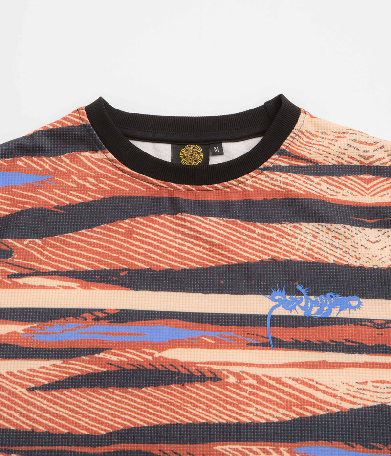 Sexhippies Sublimated Thermal Long Sleeve T-Shirt in Tan and Black