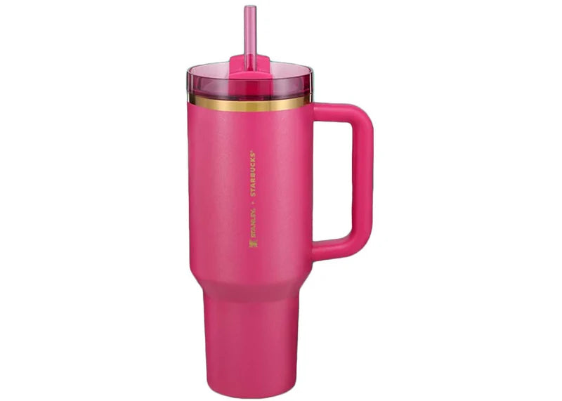 Stanley x Starbucks Exclusive Flowstate Quencher 40oz Tumbler Berry Pink Glitter