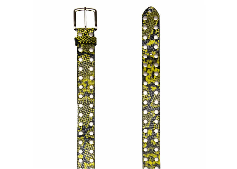 Stussy 8 Ball Studded Belt Green Snake Print Leather