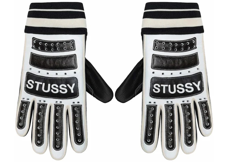 Stussy Leather Bike Gloves Black/White