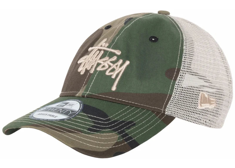 Stussy New Era 9Twenty Basic Trucker Woodland Camo