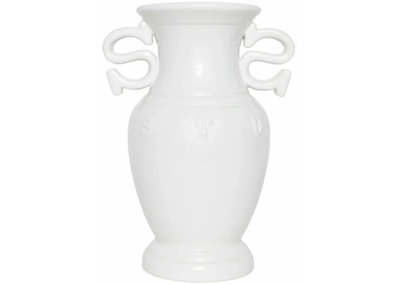 Stussy S Handle Ceramic Vase Ceramic White
