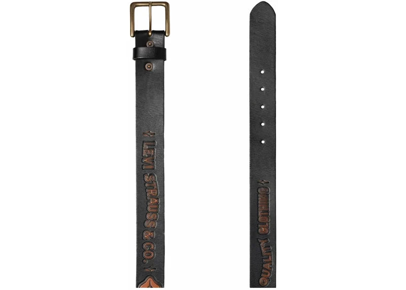 Stussy x Levi's Embossed Leather Belt Black
