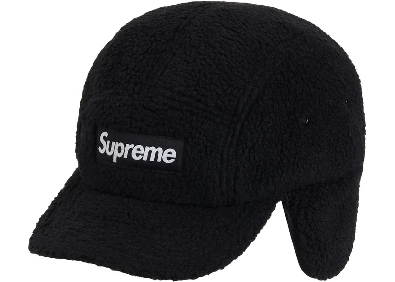 Supreme Deep Pile Earflap Camp Cap Black