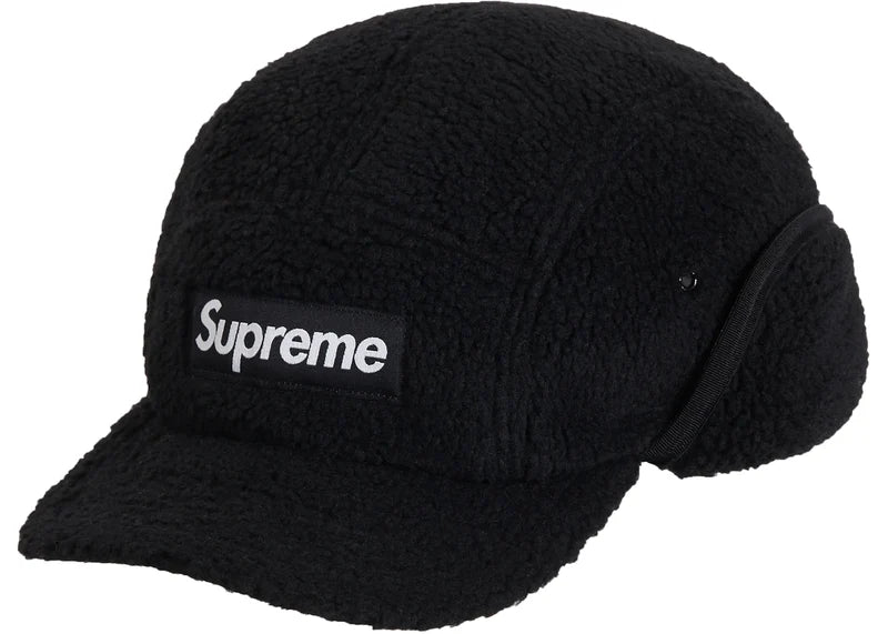 Supreme Deep Pile Earflap Camp Cap Black