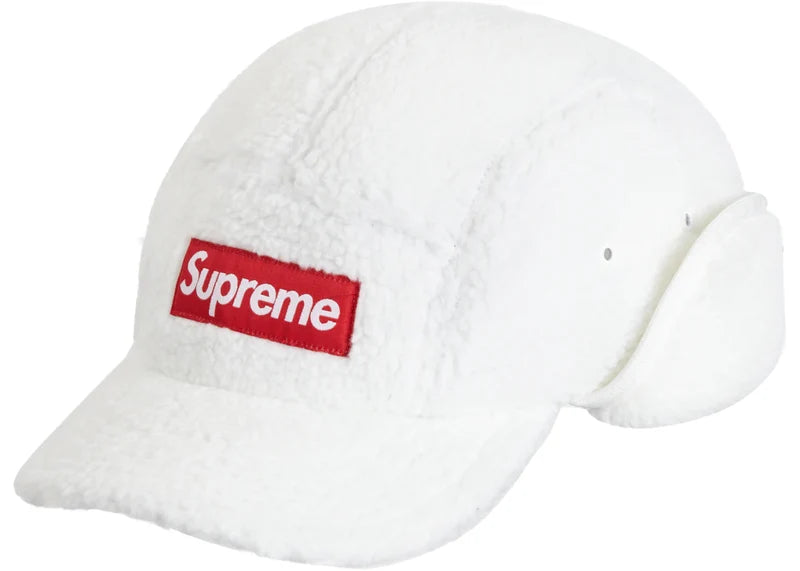 Supreme Deep Pile Earflap Camp Cap White
