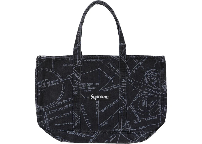 Supreme Gonz Map Denim Tote Washed Black
