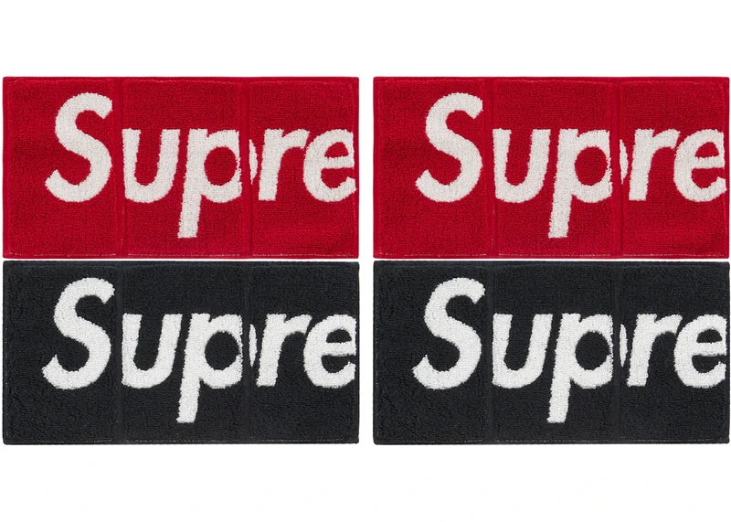 Supreme Imabari Pocket Folding Towels (Set of 4) Black/Red