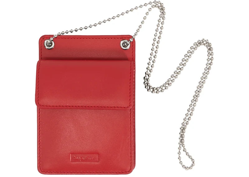 Supreme Leather ID Holder + Wallet Red