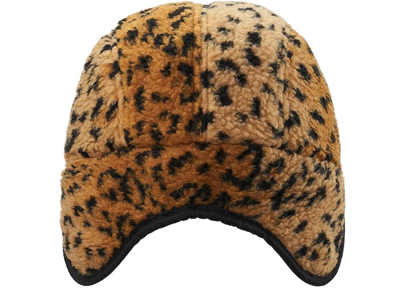 Supreme Leopard Polar Fleece Earflap Camp Cap Gold