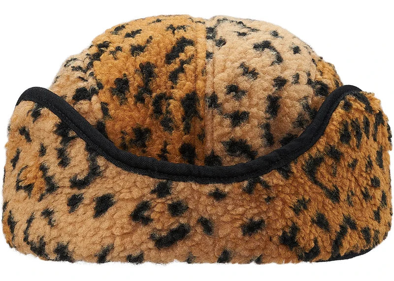 Supreme Leopard Polar Fleece Earflap Camp Cap Gold