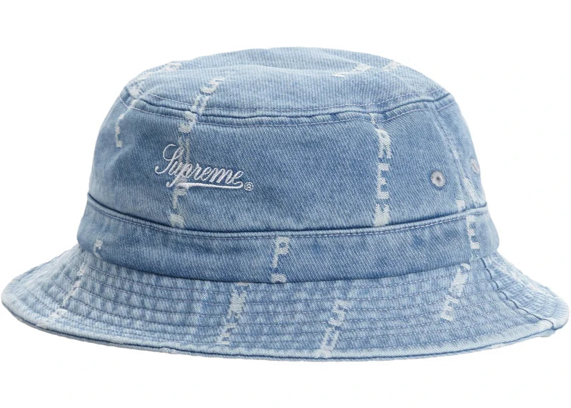 Supreme Logo Stripe Jacquard Denim Crusher Blue