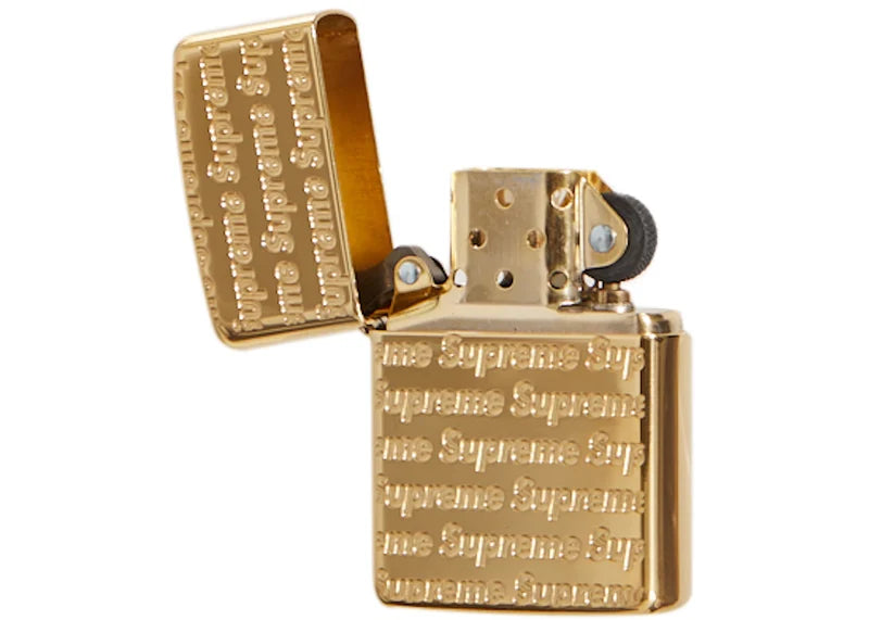 Supreme Repeat Engraved Zippo Gold