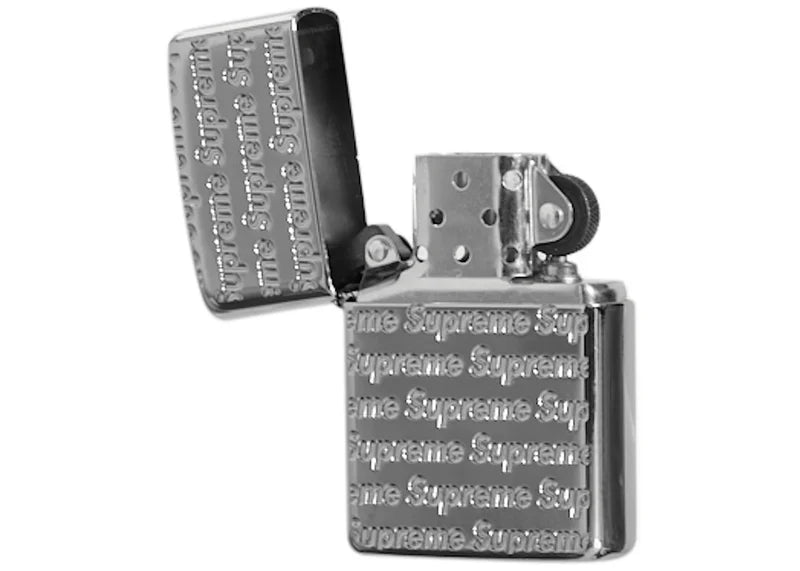 Supreme Repeat Engraved Zippo Silver