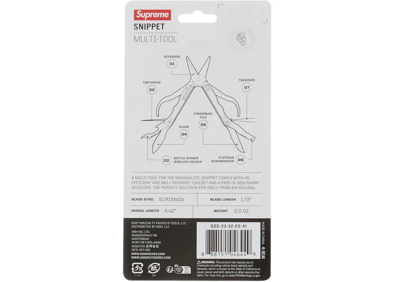 Supreme SOG Snippet Multi Tool Red