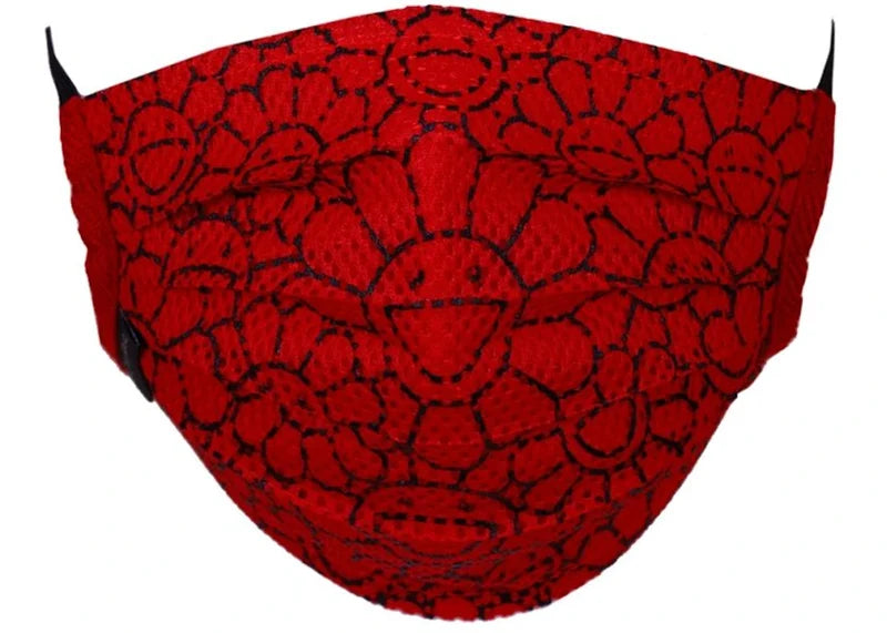 Takashi Murakami Mesh Flower Pattern Face Mask Red/Black