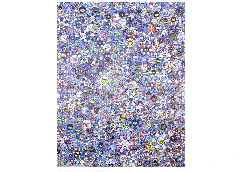 Takashi Murakami Skulls & Flowers Blue Signal Jigsaw Puzzle (875 Pieces)