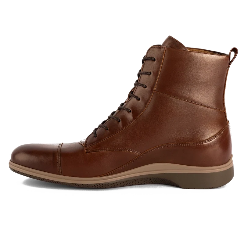 The Boot by Amberjack in Chestnut Brown Leather - Medial Side View