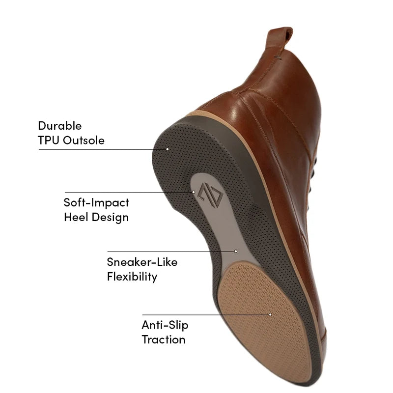 The Boot by Amberjack in Chestnut Brown Leather - Labeled Outsole