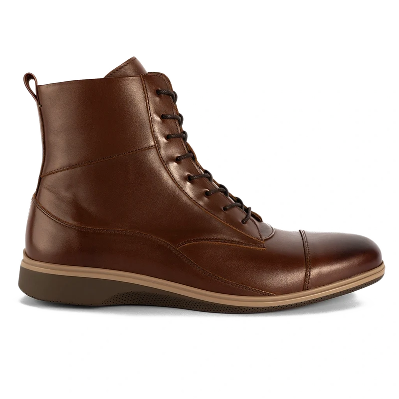 The Boot by Amberjack in Chestnut Brown Leather - Lateral Side View