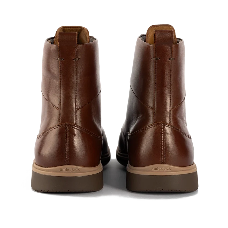 The Boot by Amberjack in Chestnut Brown Leather - Back Heel View