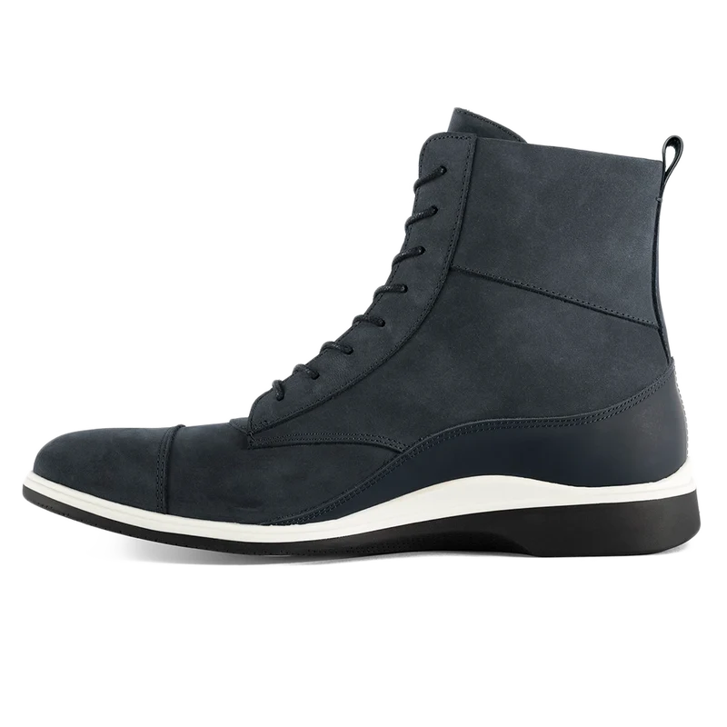 The Boot by Amberjack in Cobalt Blue Nubuck - Medial View