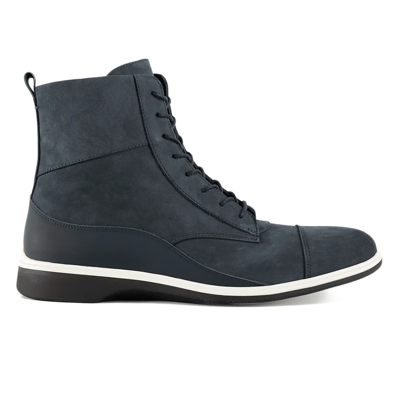 The Boot by Amberjack in Cobalt Blue Nubuck - Lateral View