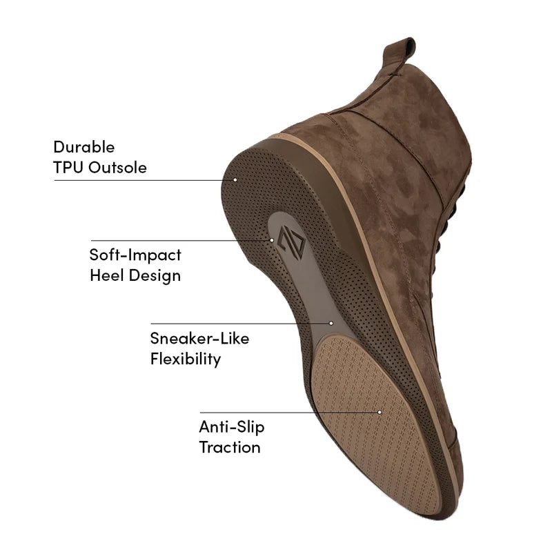 The Boot by Amberjack in Copper Brown Nubuck - Labeled Outsole