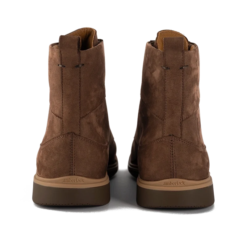 The Boot by Amberjack in Copper Brown Nubuck - Back Heel View