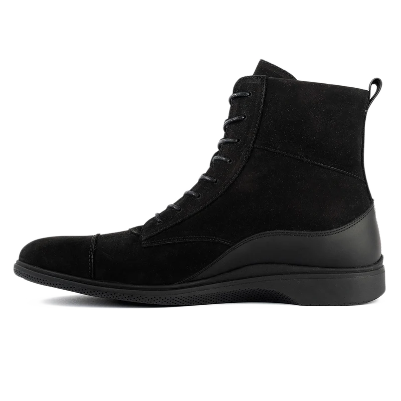 The Boot by Amberjack in Midnight Black Nubuck - Medial Side View