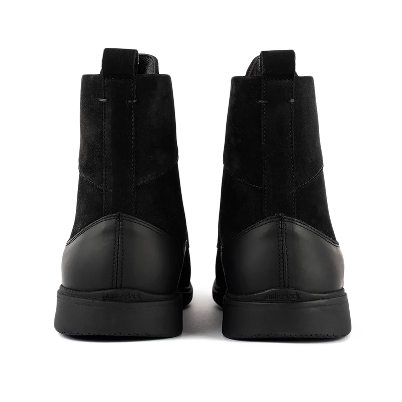 The Boot by Amberjack in Midnight Black Nubuck - Back Heel View